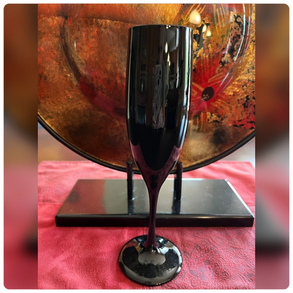 Libbey-Vtg. Black Amethyst Champagne Pair. - Picture 2 of 6